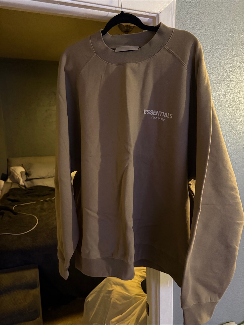 Essentials Men's Taupe Crewneck Sweatshirt with Chest Logo